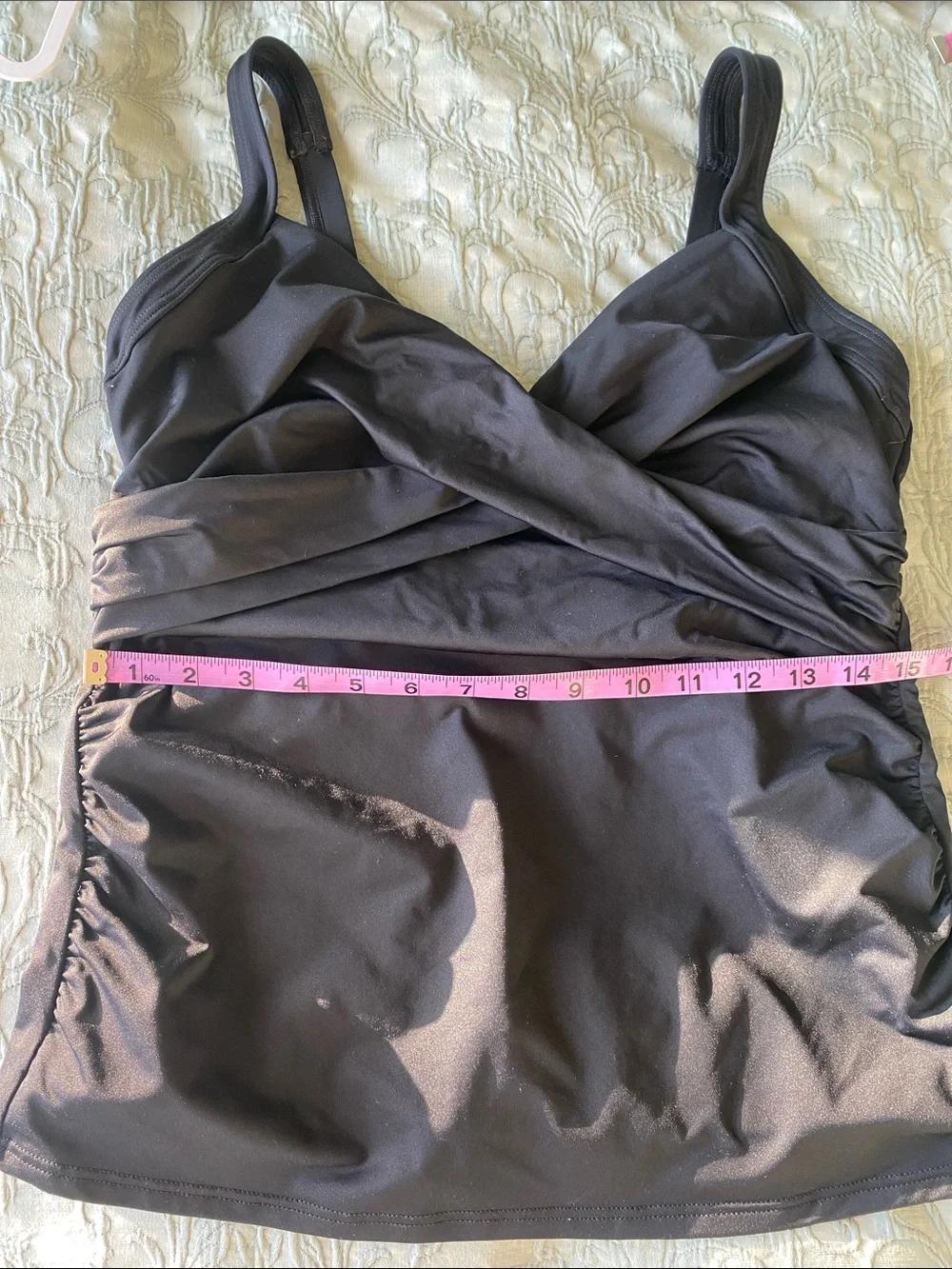 Lands End Black Tankini Swim Top - DDD with Underwire